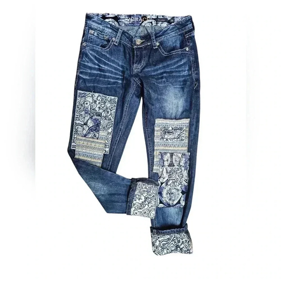 Grace In LA Skinny Jeans Patchwork Womens Size 26 - Picture 2 of 14